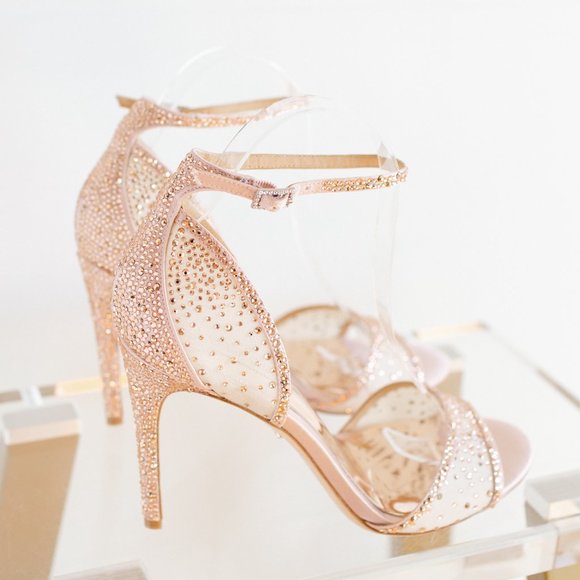Badgley Mischka Rare Shiraz Blush Satin 7.5 Dress Sandal Stiletto Heels - Picture 9 of 16